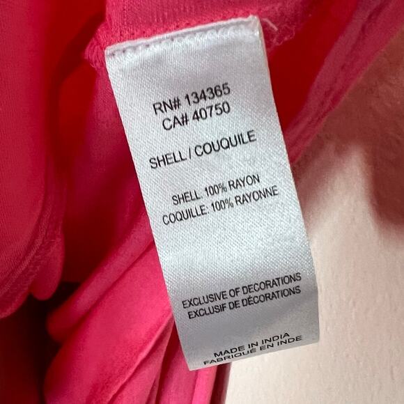 David Meister Peasant Top 1X Womens Plus Embroidered Relaxed Pink Orange Rayon - Picture 7 of 8